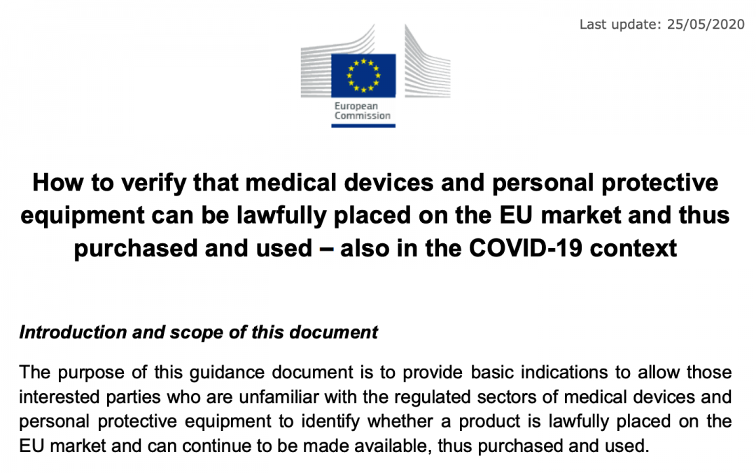 La Comision Europea publica FAQ regulatorias – certificados EPI y PS en el contexto COVID-19