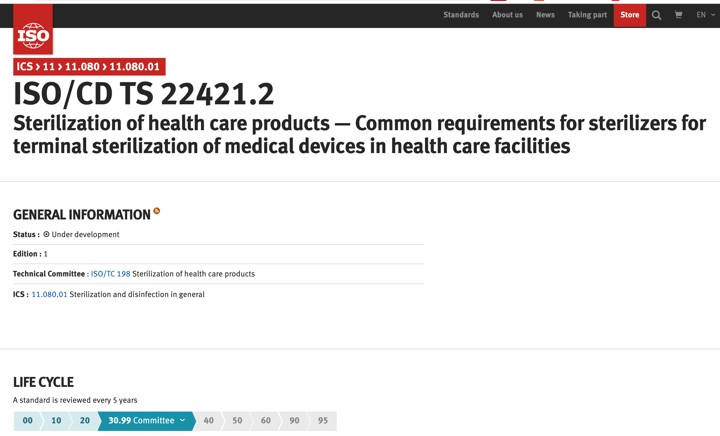 En proceso de elaboración nueva norma  ISO/TS 22421:2021 de esterilizadores hospitalarios by @ISOstandards @normasUNE