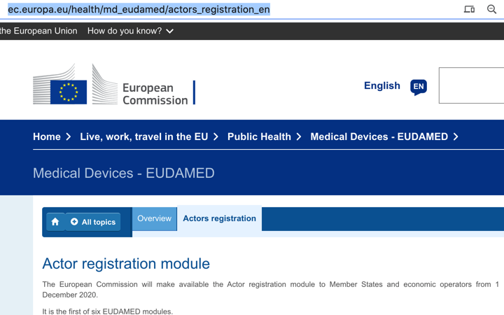 Sigue el registro de actores en EUDAMED @EU_Health de actores españoles validados por la @AEMPSgob en septiembre se inicia el de productos