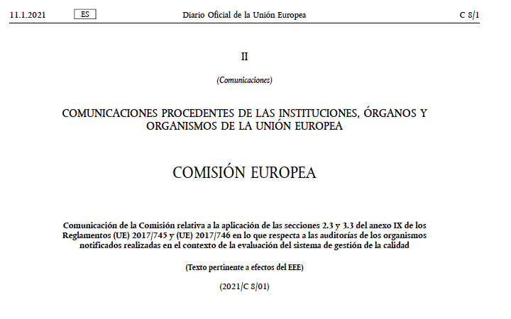 Nueva Comunicación 2021/C8/01 de la Comisión sobre auditorias remotas de los ON para MDR e IVDR