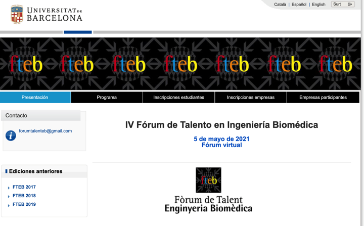 Jornada «Forum de talento en Ingenieria Biomedica» 5 Mayo 2021 by @FENIN_es @HT_Cluster @UniBarcelona @la_UPC @UPFabra