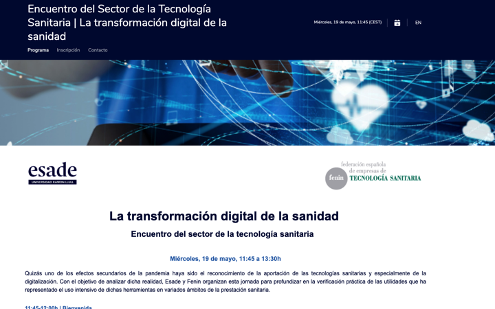 Encuentro Sector Tecnología Sanitaria 19 de Mayo de 2021 «La Transformación digital de la sanidad” 12h a 13h30 by @ESADE & @FENIN_es