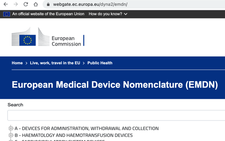 Publicada online base de datos de nomenclatura de productos sanitarios EMDN que sustituye a la GMDN basada en la CND (Classificazione Nazionale dei Dispositivi medici – Italia)