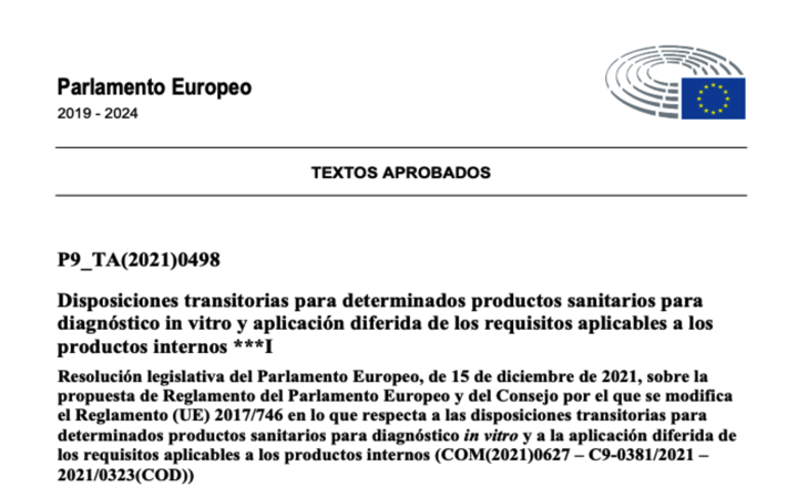 Aprobada la propuesta de despliegue progresivo (=aplazamiento) del IVDR por el Parlamento Europeo !!!