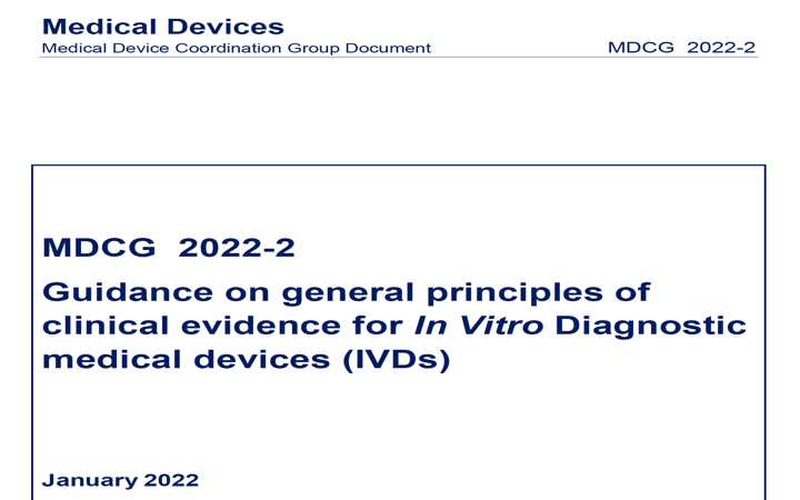 MDCG: nueva MDCG 2022-2 Directrices sobre los principios generales de prueba (evidencia) clínica para productos sanitarios IVD