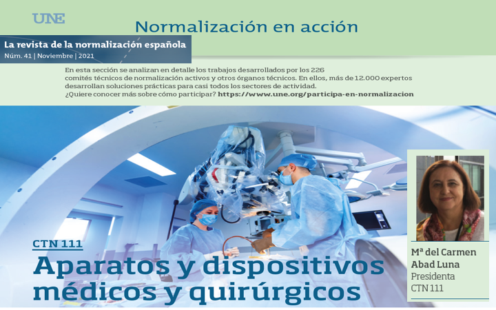 Publicación en revista UNE «CTN 111 Aparatos y dispositivos médicos y quirúrgicos»