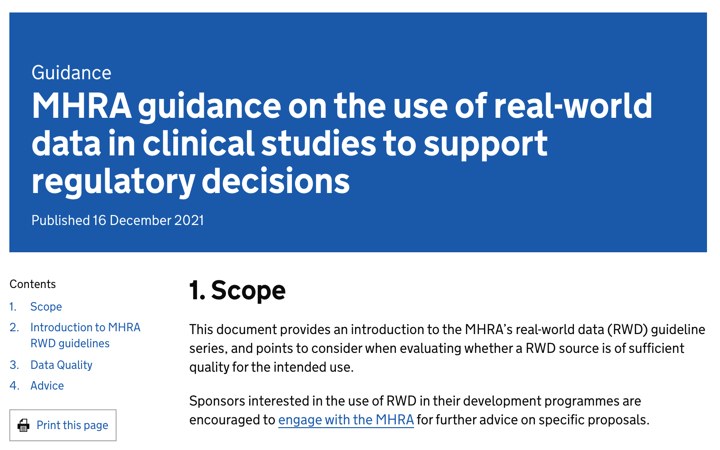 La @MHRAdevices publica nueva guía sobre el uso de datos del mundo real en las investigaciones clínicas