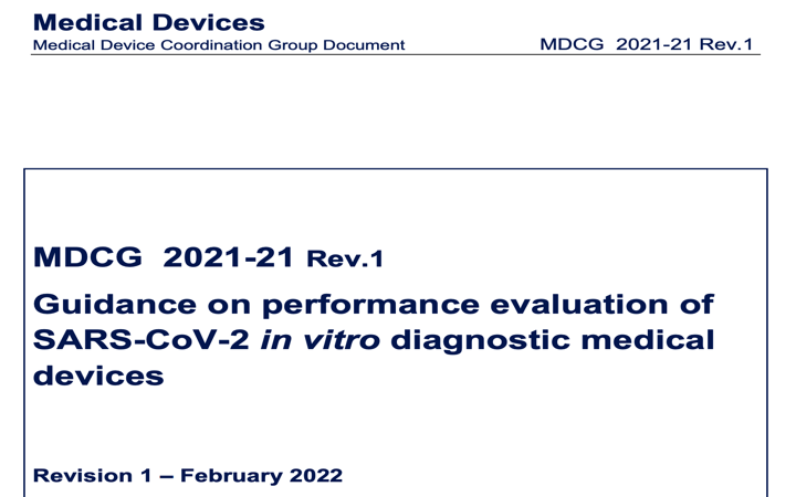 MDCG: nueva MDCG 2021-21 rev1 actualización de la Guía evaluación de funcionamiento para ps covid