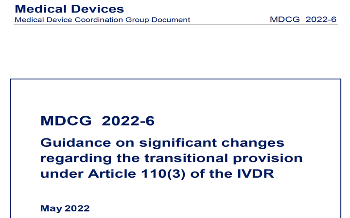 MDCG: nueva MDCG 2022-6 Guía de cambios significativos IVDR