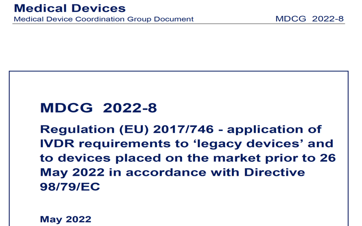 MDCG: nueva MDCG 2022-8 guía legacy productos diagnostico in vitro IVDR