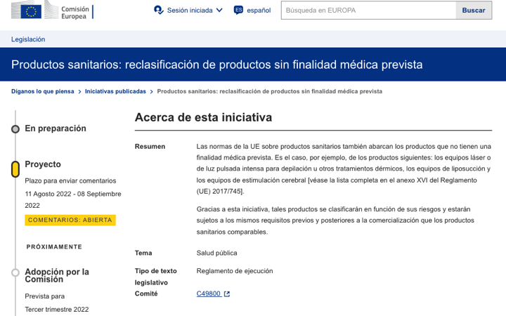 Productos Anexo XVI: Publicado borrador de propuesta de Reglamento de ejecución de reclasificación de productos de Anexo XVI