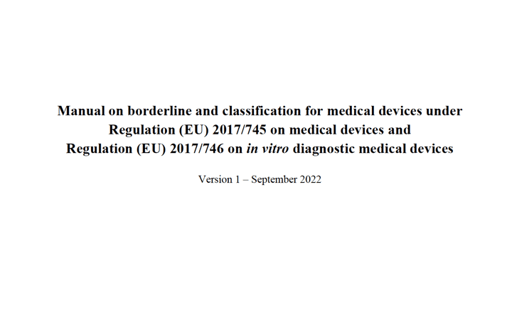 Publicado Manual sobre frontera y clasificación de productos sanitarios bajo MDR e IVDR ver.1  (sept 2022)