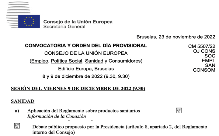 Reglamentos: ¿Se ampliaran los plazos? La Comisaria Stella Kyriakides de EUHealth anuncia que se trabaja en una posición común – Consejo 9 diciembre ?