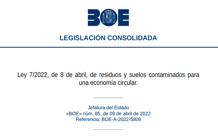 Ley 7/2022 de residuos que incluye un nuevo impuesto IEPNR (impuesto especial sobre envases de plástico no reutilizables) entra en vigor el 1 de enero 2023