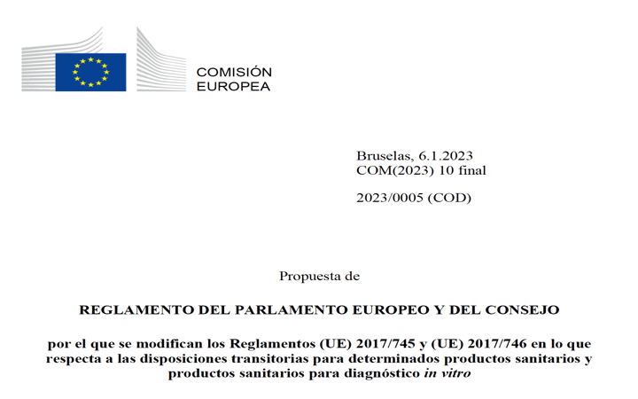 Propuesta modificación Reglamentos: Publicada en español la propuesta de modificación del MDR e IVDR con la ampliación de los periodos transitorios