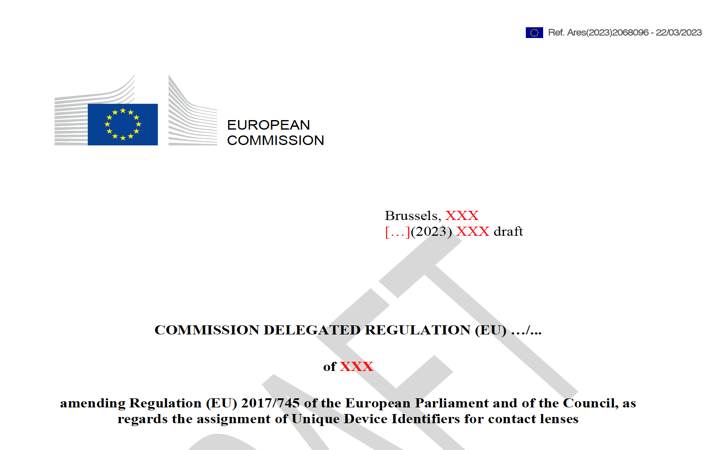 nueva propuesta de Reglamento Delegado modificando la MDR para el UDI de las lentes de contacto