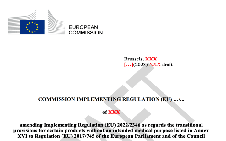 Publicado por @EU_Health el borrador de la modificación de MDR para los productos de Anexo XVI