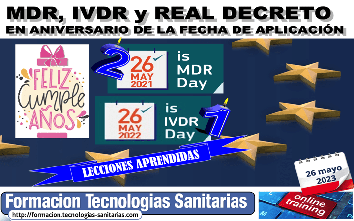 Formación «2304 – REGLAMENTOS MDR/IVDR y Real Decreto P.S. a 1 y 2 años de su fecha de Aplicación» – 26 MAYO 2023