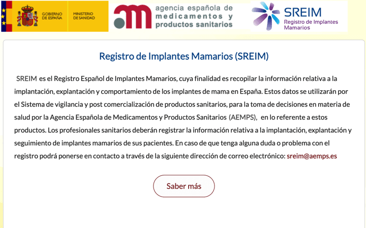 La @AEMPSgob actualiza el Registro Español de Implantes Mamarios SREIM