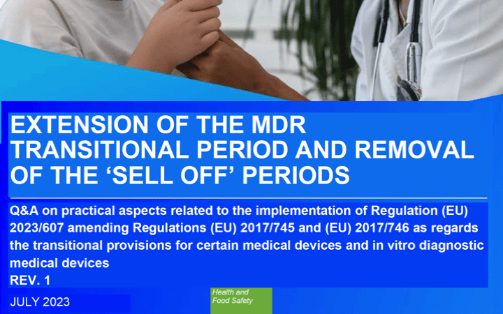 Actualizado por @EU_Health el documento de preguntas y respuestas con respecto al Reglamento 2023/607 de modificación plazos transitorios reglamentos MDR e IVDR