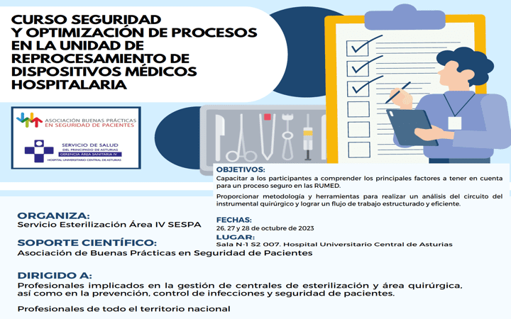 Exito curso de la Asociación de Buenas Practicas en Seguridad de Pacientes @ABPSegPac «SEGURIDAD Y OPTIMIZACIÓN DE PROCESOS EN LA RUMED HOSPITALARIA» 26, 27 y 28 Oct’2023 Oviedo con la participación de @Tecno_med