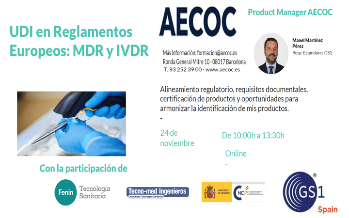 Jornada UDI online por @AECOC_es 24 Nov 2023 – 10h a 13h30 con la participación de @AEMPSgob , @FENIN_es y @tecno_med