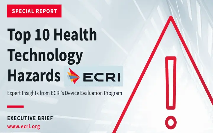 ECRI publica la lista para el 2024 de los principales (TOP 10) peligros en Tecnología Sanitaria @ECRI_institute