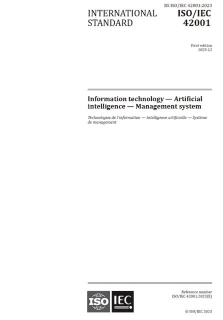 Publicada la norma ISO/IEC 42001:2023 Tecnología de la información. Inteligencia artificial. Sistema de Gestión by @ISOstandards @IECstandards @normasUNE