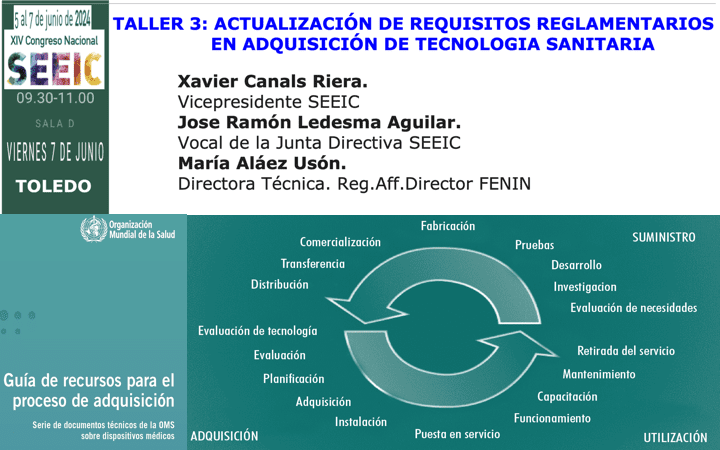 Taller «Actualización de requisitos reglamentarios en adquisición de tecnología sanitaria» 9h30-11h 7 junio SALA D  en el Congreso @SEEIC_spain del 5-7 Junio 2024 en TOLEDO