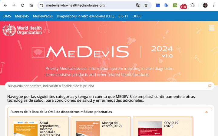 la OMS abre la pagina MeDevIS Medical Devices Information System @WHO_Europe @OMS_Spain