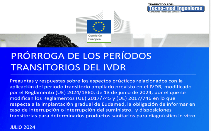 Publicadas preguntas y respuestas del reglamento (UE) 2024/1860 de ampliación periodos transitorios IVDR