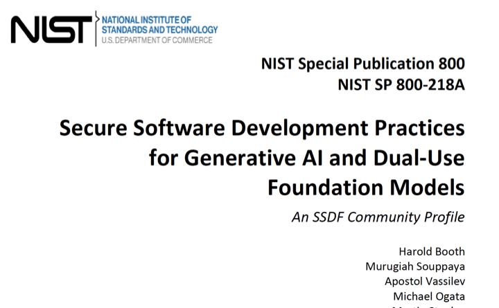 NIST publica un anexo para AI Inteligencia Artificial a su guia de SSDF Secure Software Development Framework